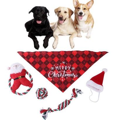 Christmas Pet Supplies Set Molar Cotton Rope Pet Costume Christmas Pet Toy Set