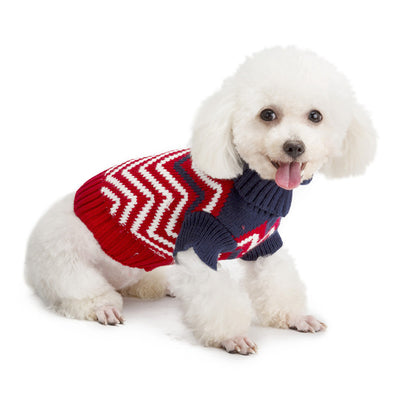 Dog Sweater Pet Knit Sweater Contrast Color Wave Pet Sweater Pet Clothes