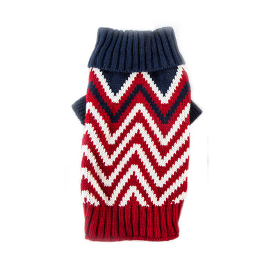 Dog Sweater Pet Knit Sweater Contrast Color Wave Pet Sweater Pet Clothes